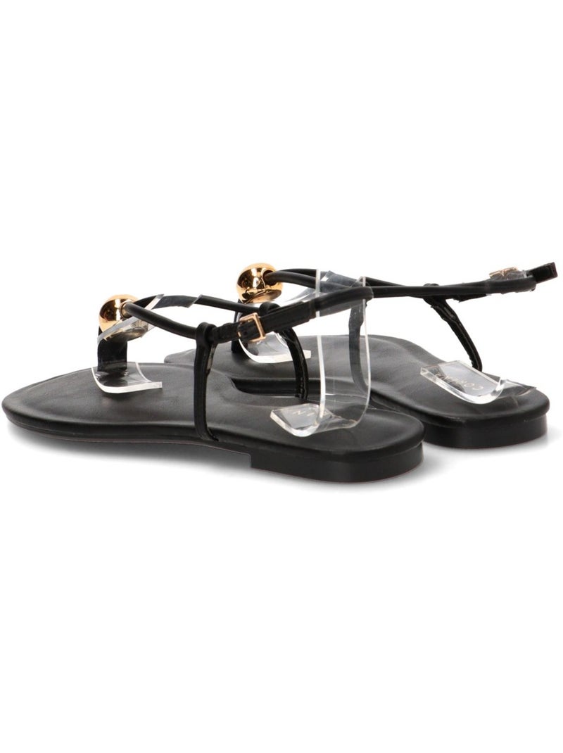 Sandalia Diario Mujer Suela Plana - Luna Trend Negro - Kiabi