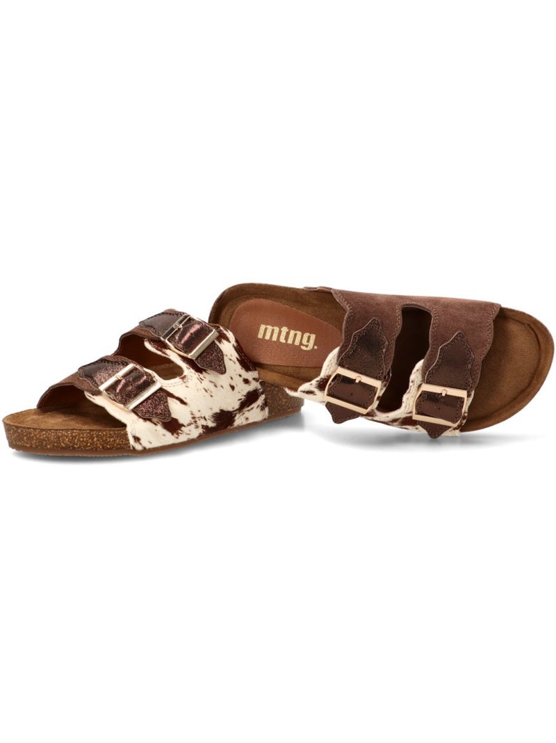 Sandalia Diario Mujer Suela Plana - Mustang Negro Blanco - Kiabi