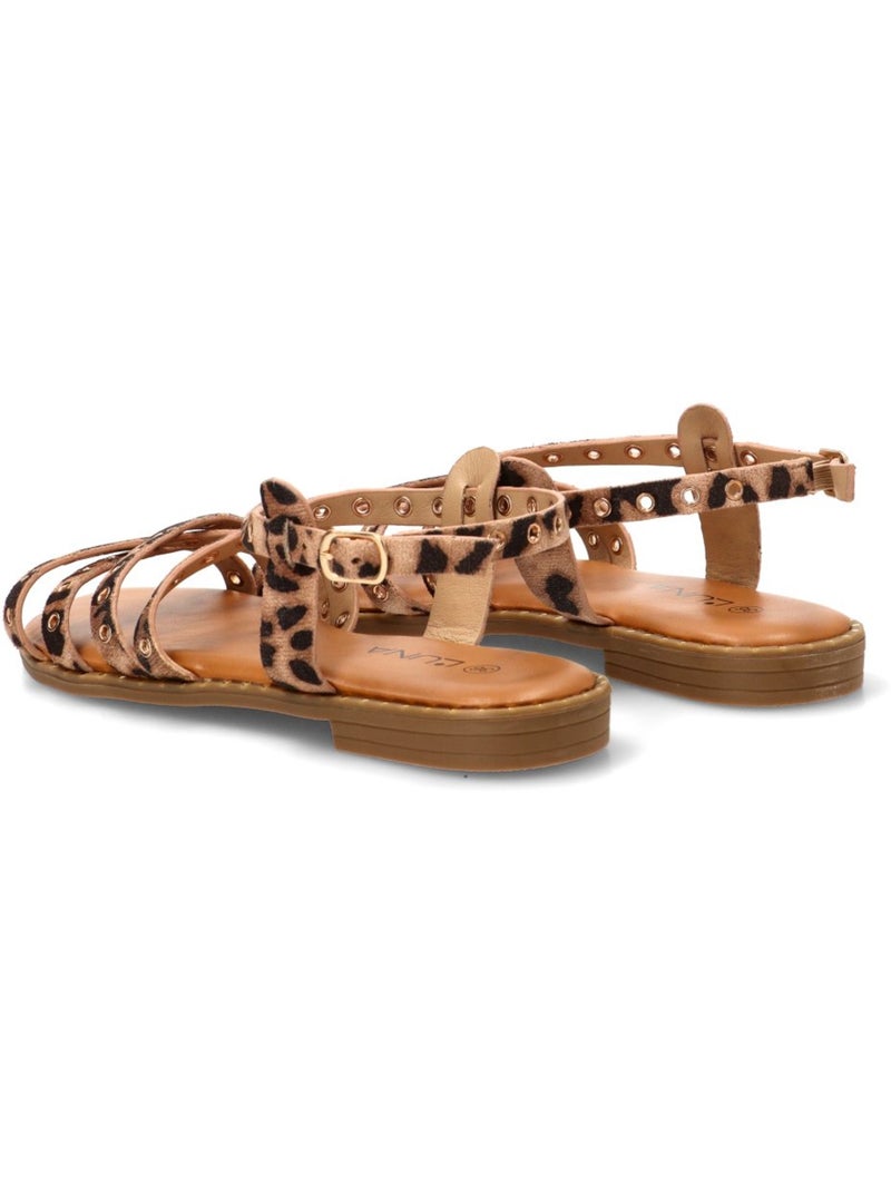 Sandalia Diario Mujer Suela Plana - Stay Negro Dorado - Kiabi