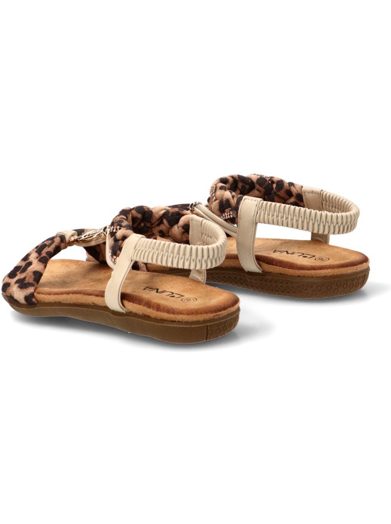 Sandalia Diario Mujer Suela Plana - Stay Negro Dorado - Kiabi