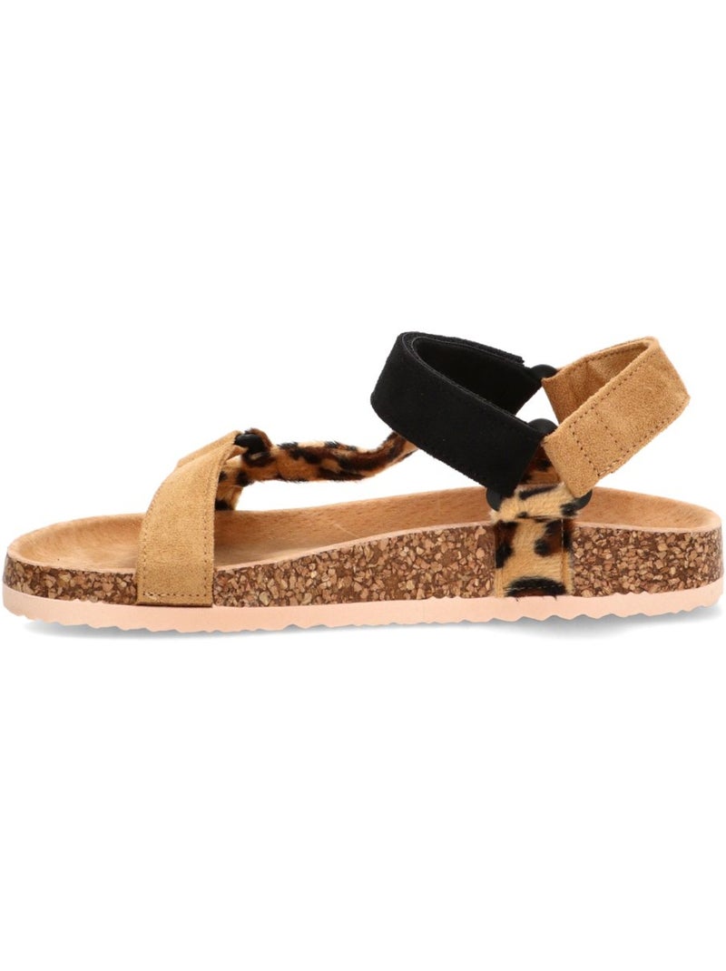 Sandalia Diario Mujer Suela Plana - Stay Negro Dorado - Kiabi