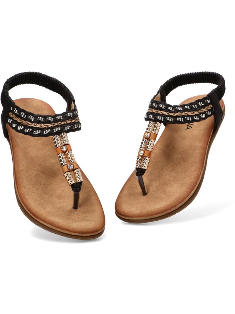 Sandalia Diario Mujer Suela Plana - Stay Negro - Kiabi