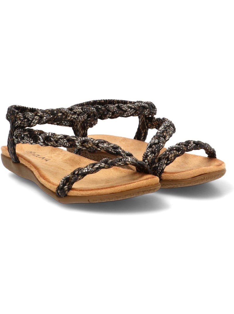Sandalia Diario Mujer Suela Plana - Stay Negro - Kiabi