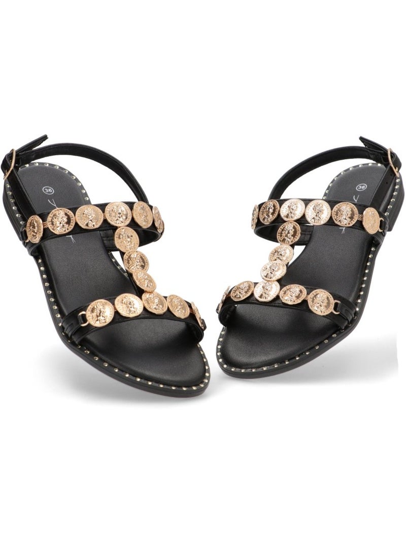 Sandalia Diario Mujer Suela Plana - Stay Negro - Kiabi