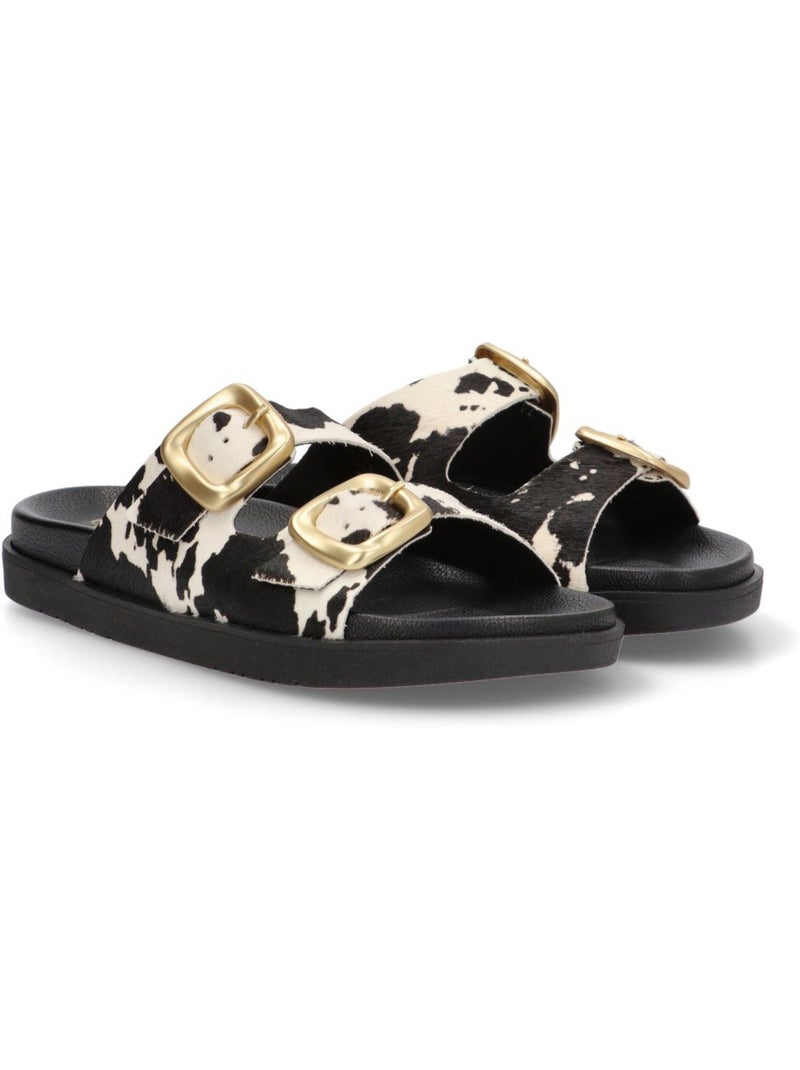Sandalia Diario Mujer Suela Plana - Yokono Negro Blanco - Kiabi