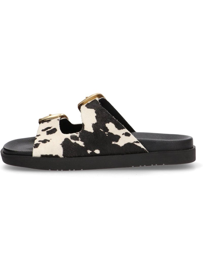 Sandalia Diario Mujer Suela Plana - Yokono Negro Blanco - Kiabi