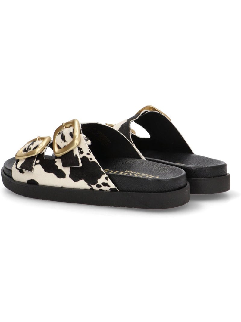 Sandalia Diario Mujer Suela Plana - Yokono Negro Blanco - Kiabi