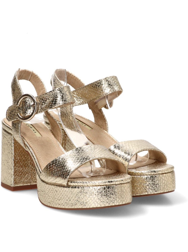 Sandalia Diario Mujer Tacón Alto - Luna Trend Beige/Blanco perlado/Platino - Kiabi