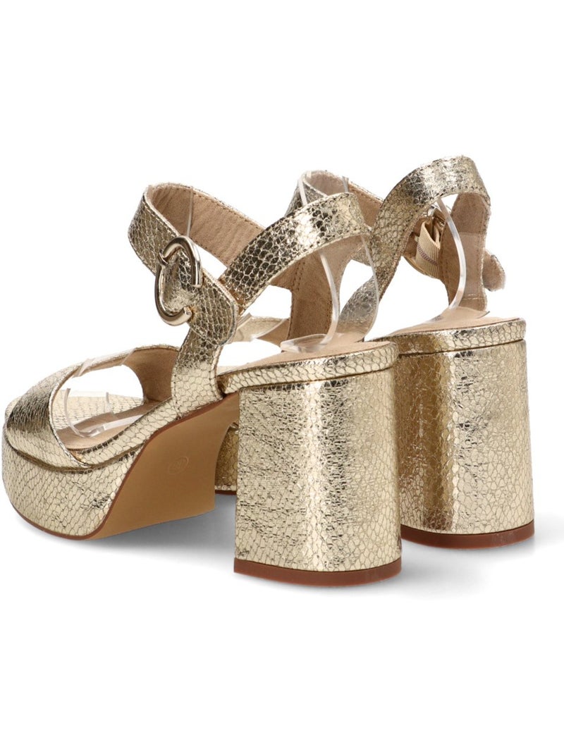 Sandalia Diario Mujer Tacón Alto - Luna Trend Beige/Blanco perlado/Platino - Kiabi