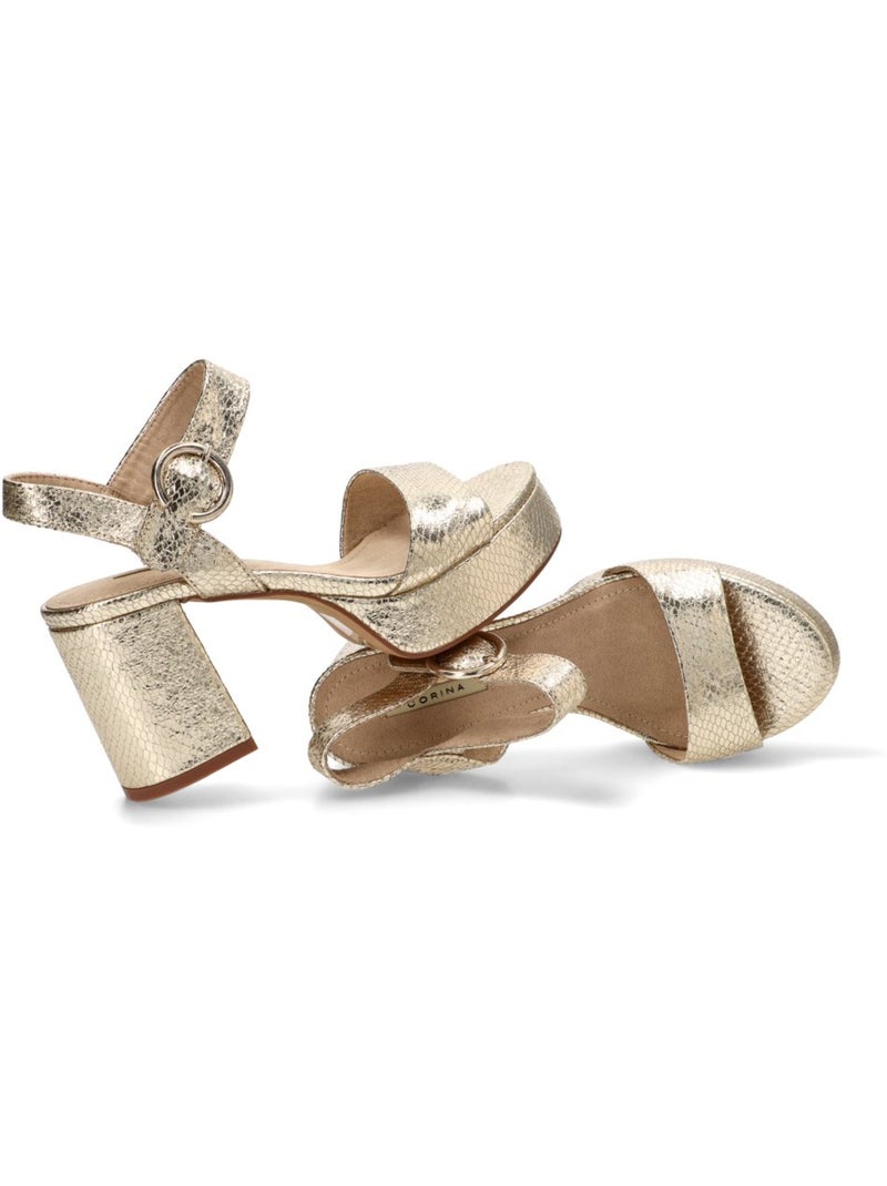 Sandalia Diario Mujer Tacón Alto - Luna Trend Beige/Blanco perlado/Platino - Kiabi