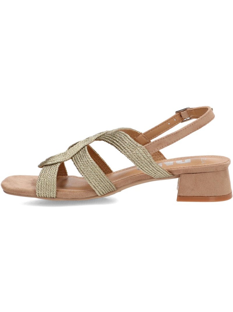 Sandalia diario mujer tacón medio - dangela Beige/Blanco perlado/Platino - Kiabi