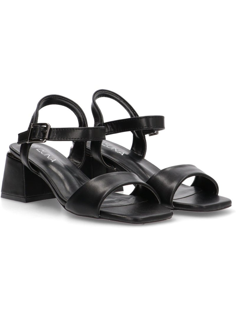 Sandalia Diario Mujer Tacón Medio - Luna Collection Negro - Kiabi
