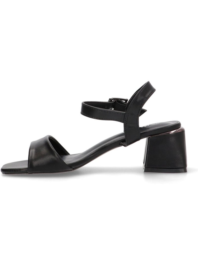 Sandalia Diario Mujer Tacón Medio - Luna Collection Negro - Kiabi