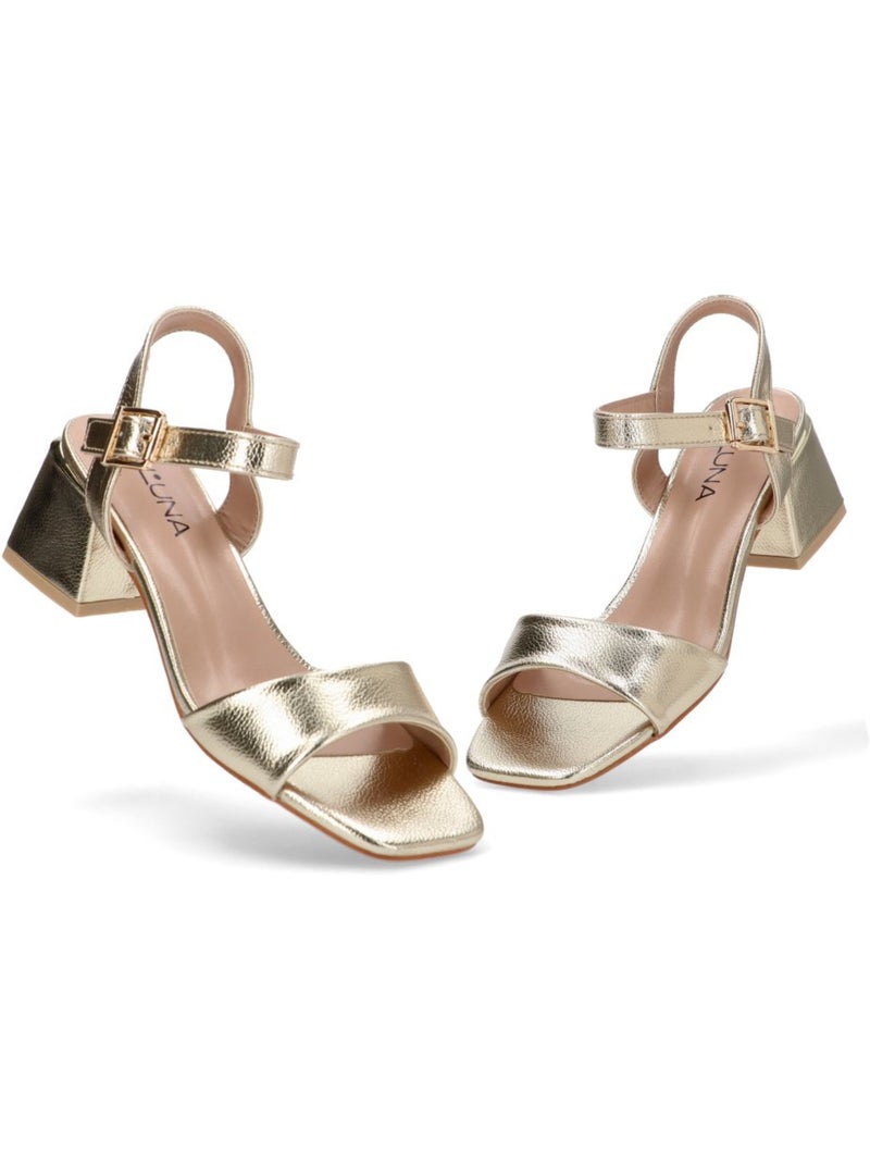 Sandalia diario mujer tacón medio - luna collection Oro - Kiabi