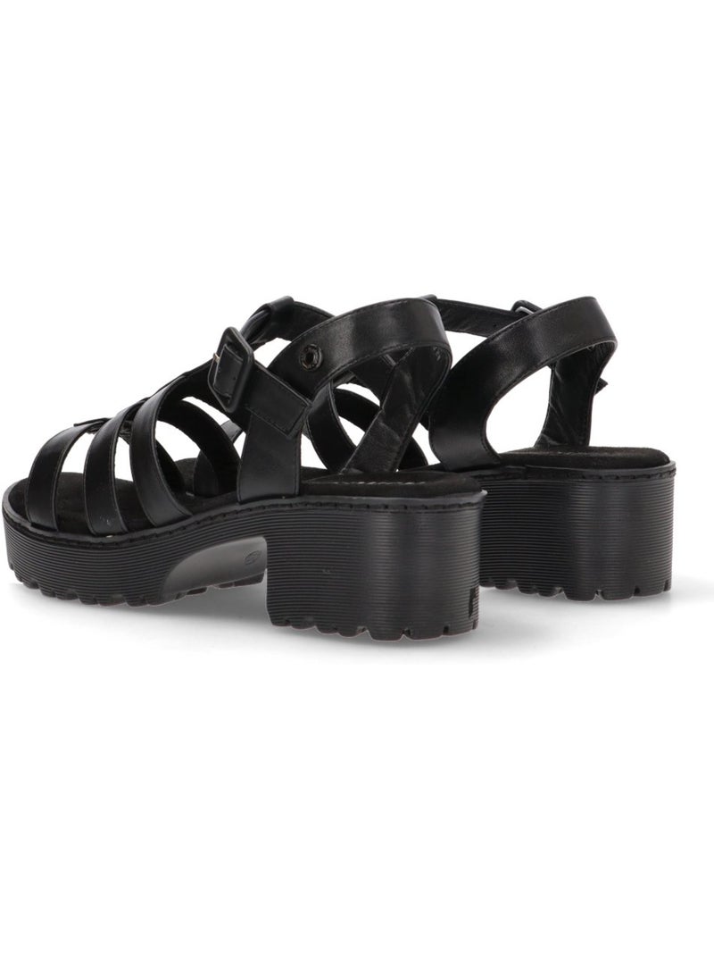 Sandalia Diario Mujer Tacón Medio - Refresh Negro - Kiabi