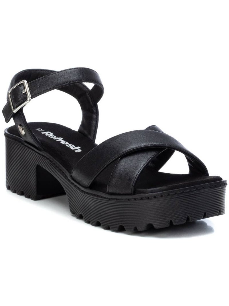 Sandalia Diario Mujer Tacón Medio - Refresh Negro - Kiabi