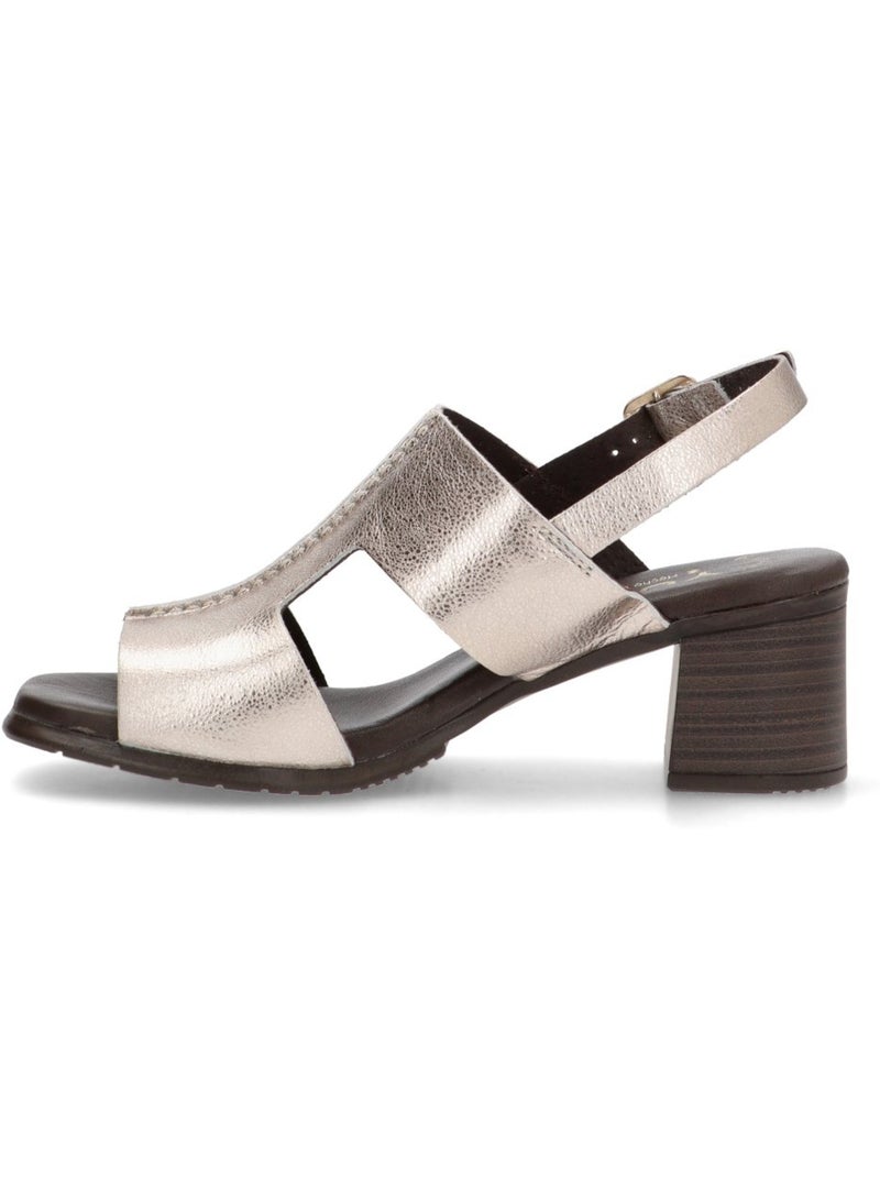 Sandalia diario mujer tacón medio - yulia tk Beige/Blanco perlado/Platino - Kiabi