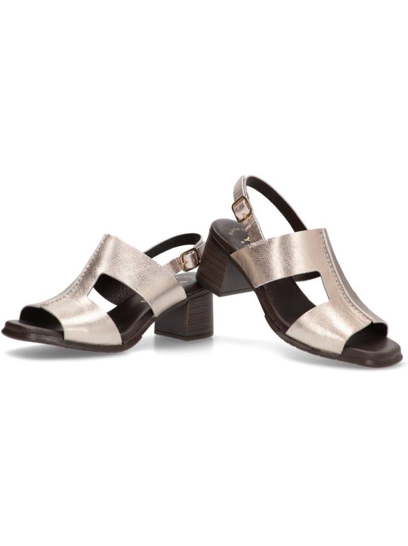 Sandalia diario mujer tacón medio - yulia tk Beige/Blanco perlado/Platino - Kiabi