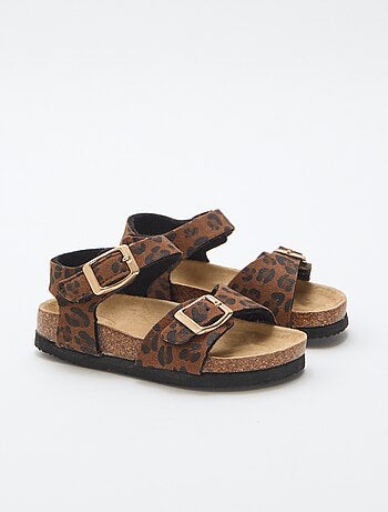 Sandalia estampada de leopardo con correas
