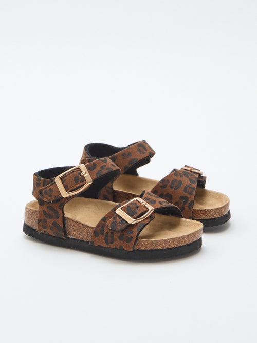 Sandalia estampada de leopardo con correas - Kiabi