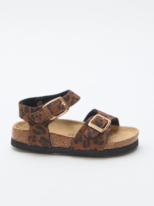 Sandalia estampada de leopardo con correas - Kiabi