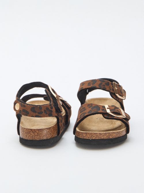 Sandalia estampada de leopardo con correas - Kiabi