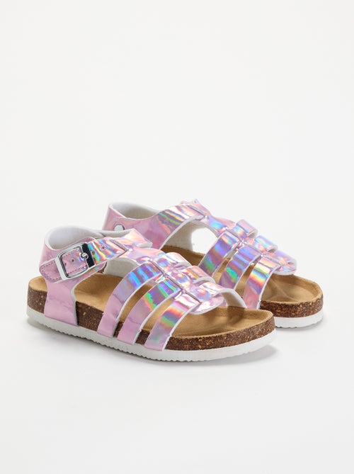 Sandalia estampada lisa en antelina - Kiabi