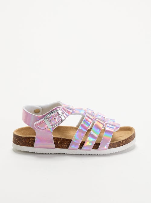 Sandalia estampada lisa en antelina - Kiabi