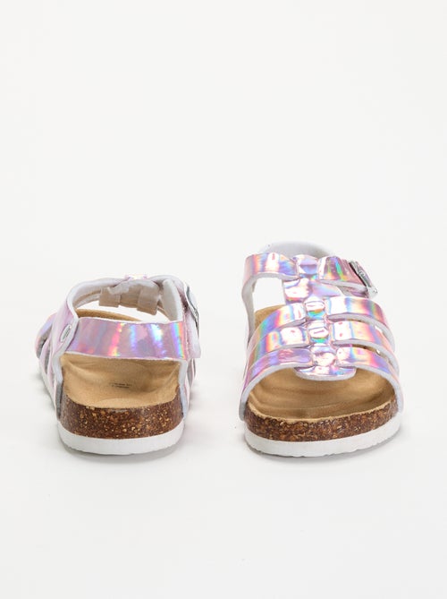 Sandalia estampada lisa en antelina - Kiabi