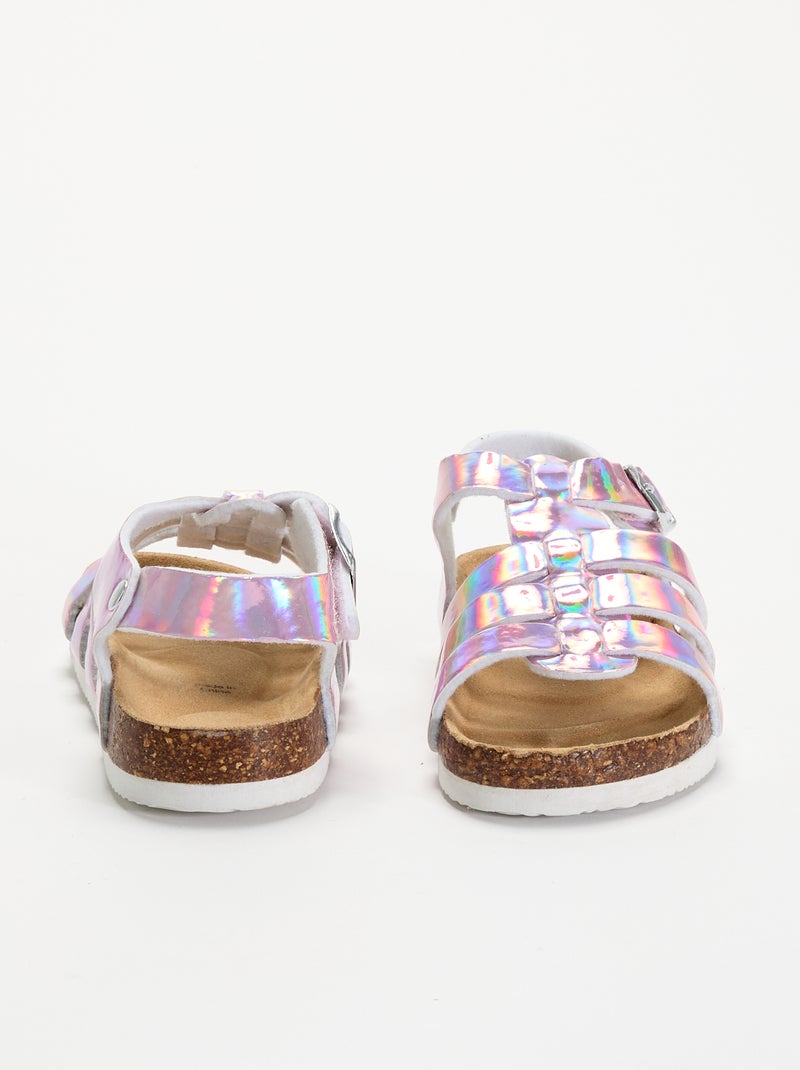 Sandalia estampada lisa en antelina Rosa - Kiabi