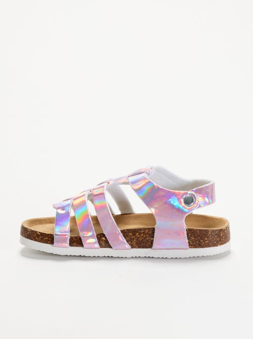 Sandalia estampada lisa en antelina - Kiabi