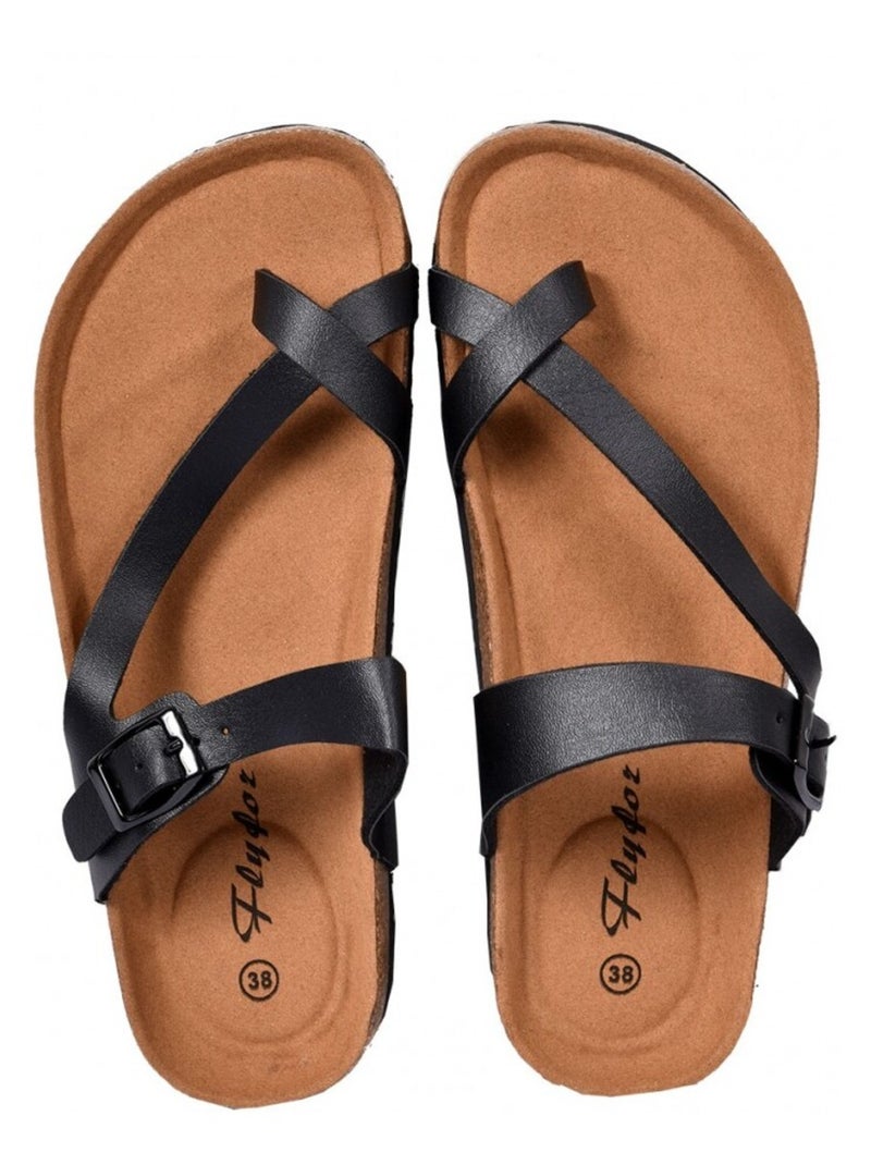 Sandalia Mujer PREMIUM Negro mate - Kiabi