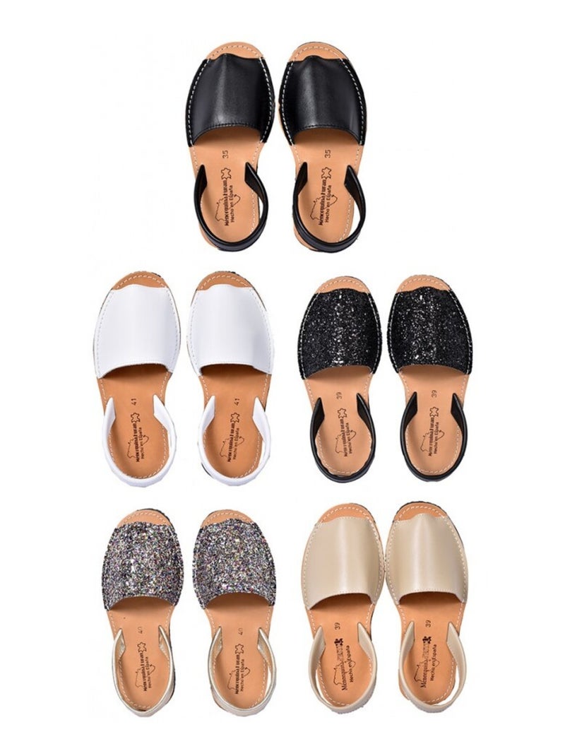 Sandalia Plana Mujer PREMIUM CUERO Negro - Kiabi