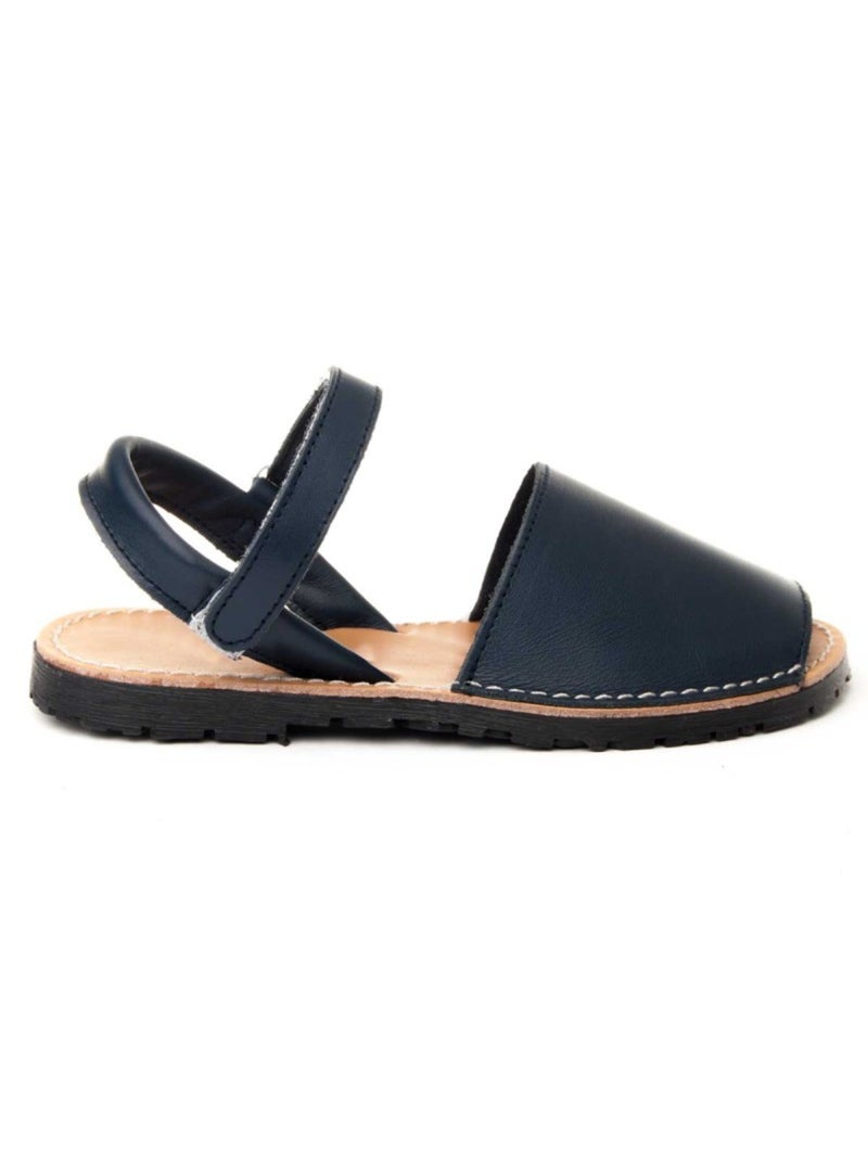Sandalia Plano Cuero Purapiel Azul - Kiabi