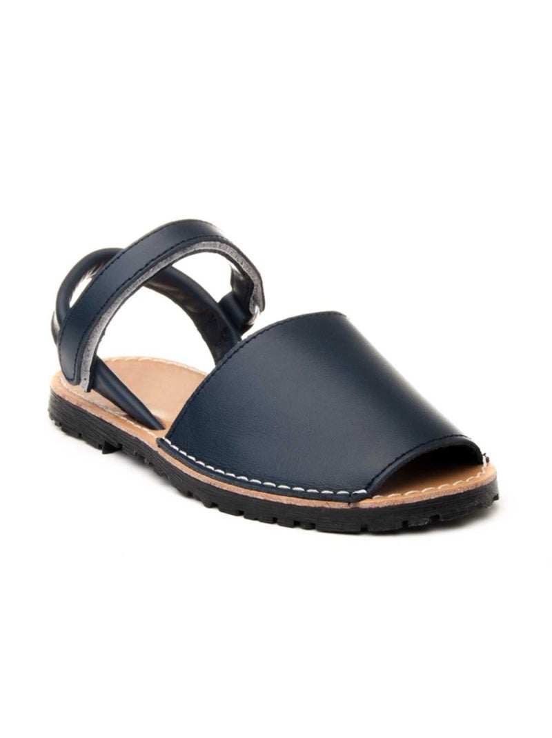 Sandalia Plano Cuero Purapiel Azul - Kiabi