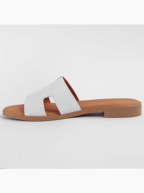 Sandalia Plano Cuero Purapiel - Kiabi