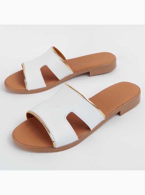 Sandalia Plano Cuero Purapiel - Kiabi