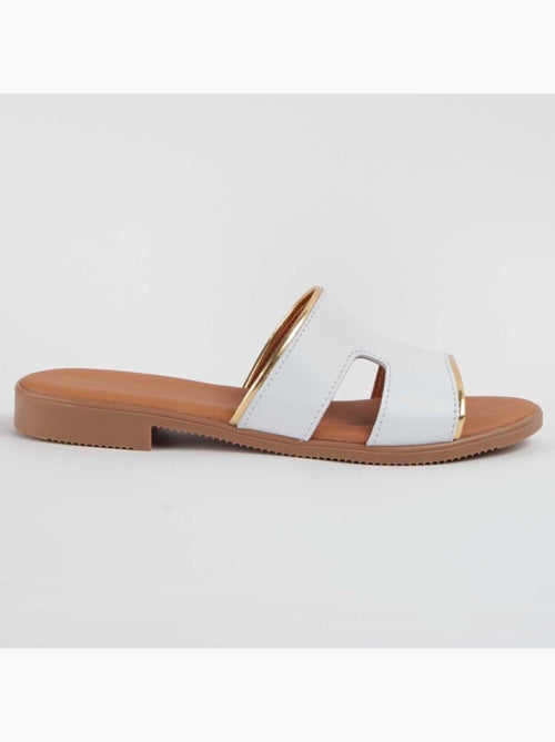 Sandalia Plano Cuero Purapiel - Kiabi