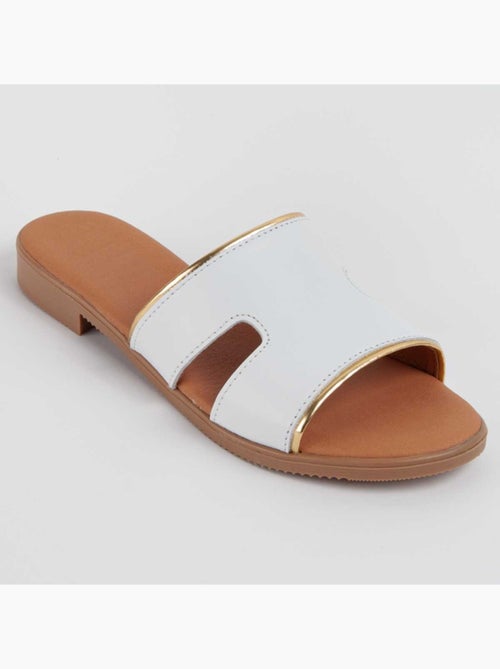 Sandalia Plano Cuero Purapiel - Kiabi