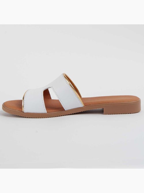 Sandalia Plano Cuero Purapiel - Kiabi