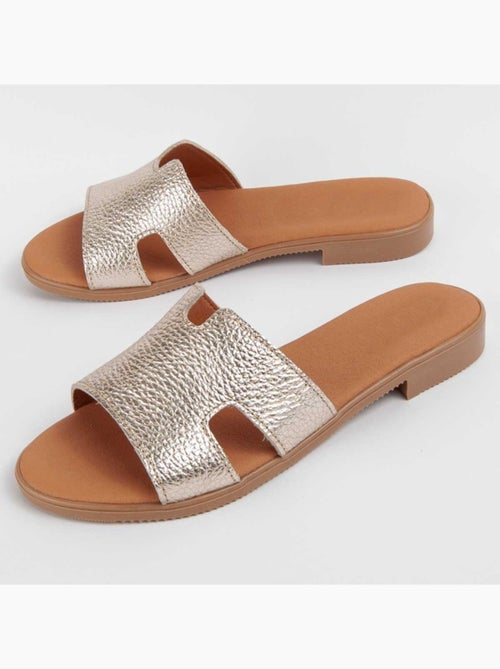 Sandalia Plano Cuero Purapiel - Kiabi