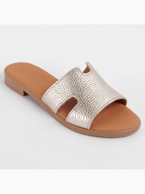 Sandalia Plano Cuero Purapiel - Kiabi