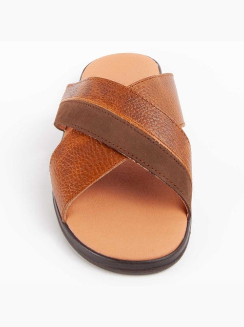 Sandalia Plano Cuero Purapiel - Kiabi