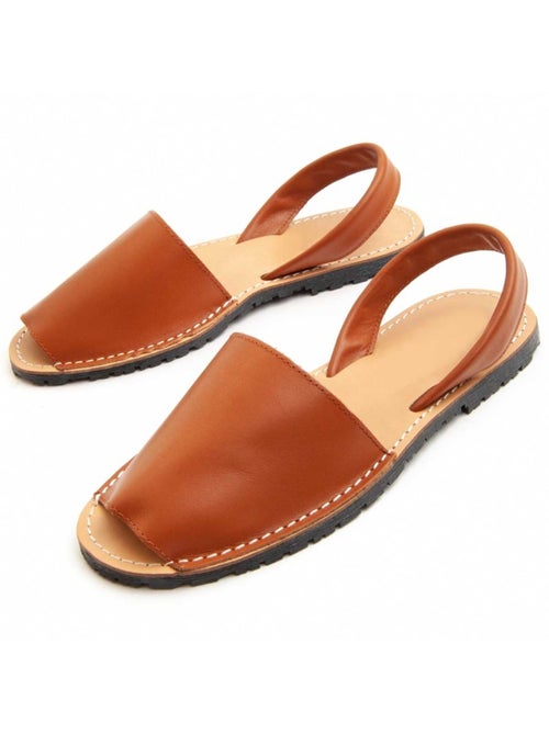 Sandalia Plano Cuero Purapiel - Kiabi
