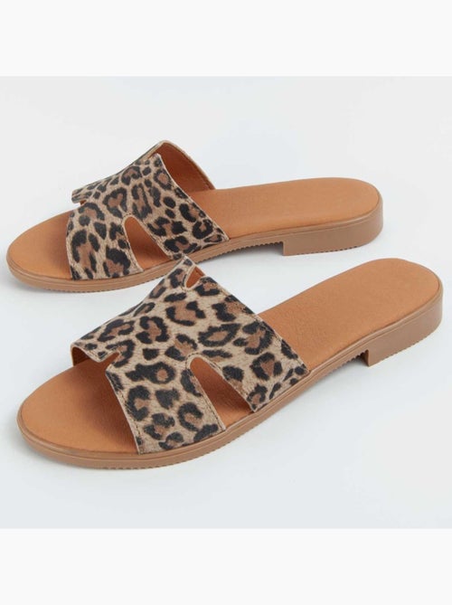Sandalia Plano Cuero Purapiel - Kiabi