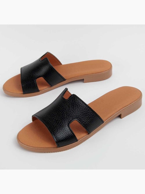 Sandalia Plano Cuero Purapiel - Kiabi