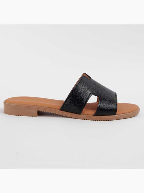 Sandalia Plano Cuero Purapiel - Kiabi