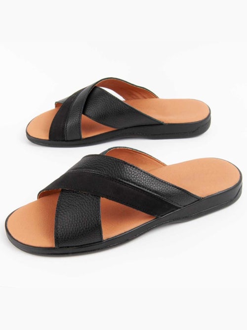 Sandalia Plano Cuero Purapiel - Kiabi