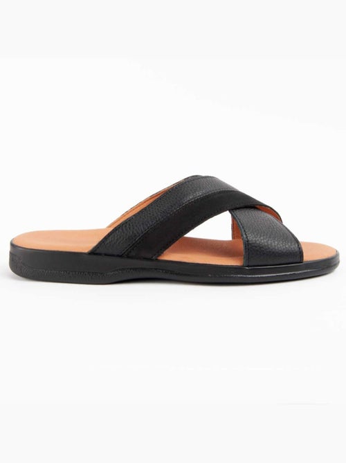 Sandalia Plano Cuero Purapiel - Kiabi