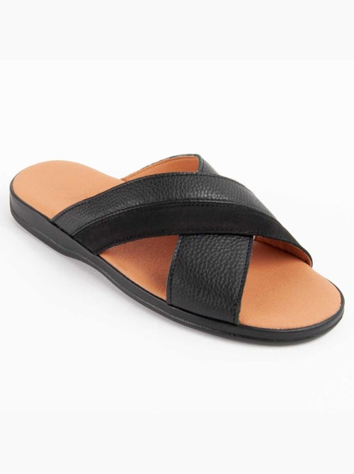 Sandalia Plano Cuero Purapiel - Kiabi